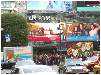 渋谷駅とスクランブル交差点